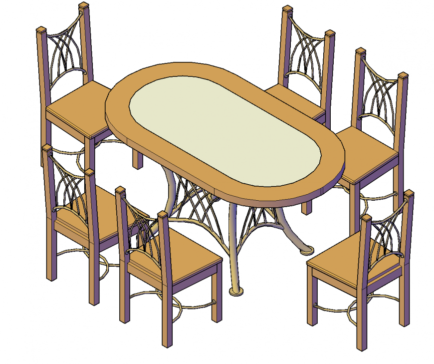 Dining table with chair 3d model CAD furniture block autocad file