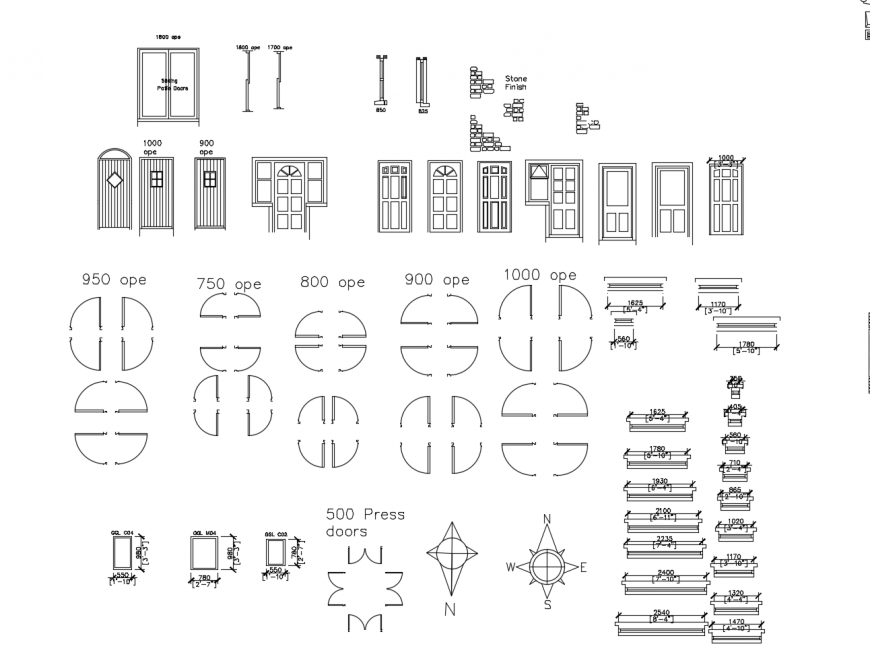 Door, window and civil symbols 2d view dwg file