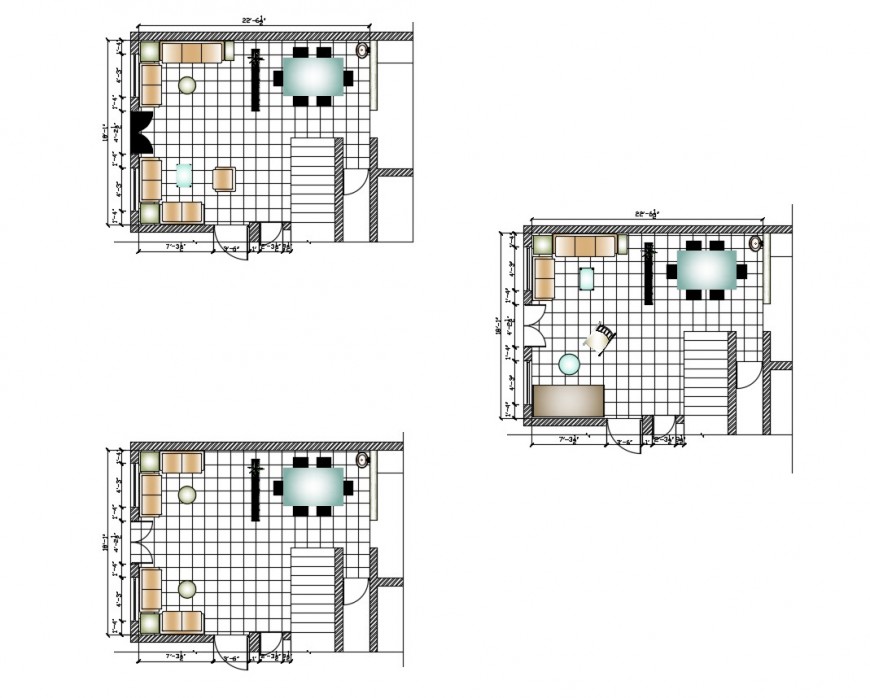Drawing and dining area detail 2d view layout file in dwg format