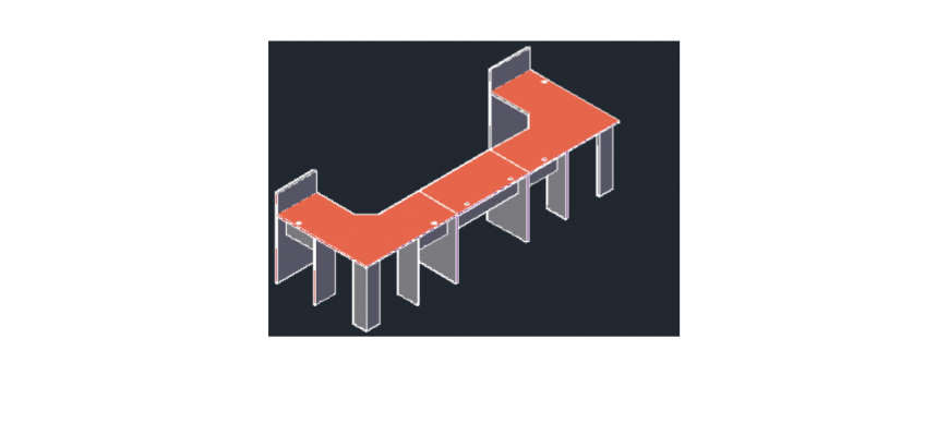 Drawing of 3d model of computer desk AutoCAD file.
