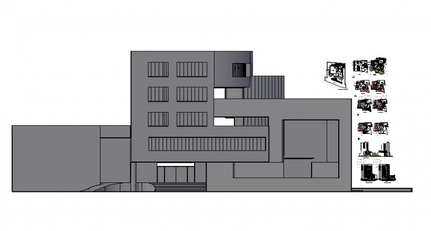 Drawing of building elevation 2d view autocad software file