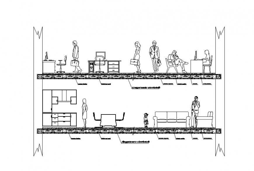 Drawing of building section block AutoCAD file