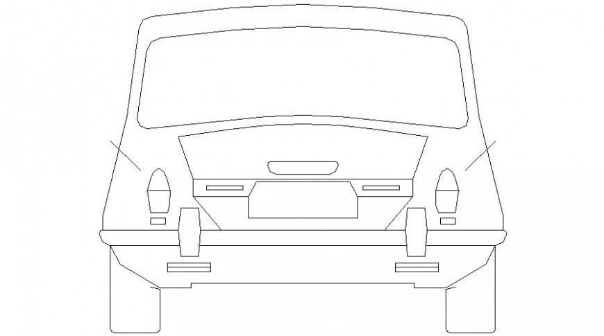 Drawing of car 2d view elevation autocad file