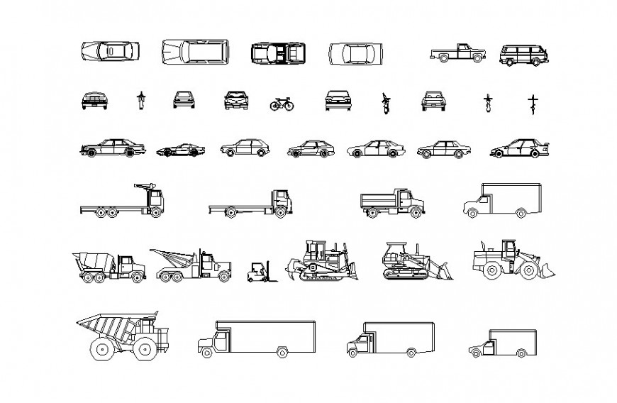 Drawing of different vehicle AutoCAD file