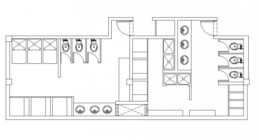 Drawing of public toilets block AutoCAD file