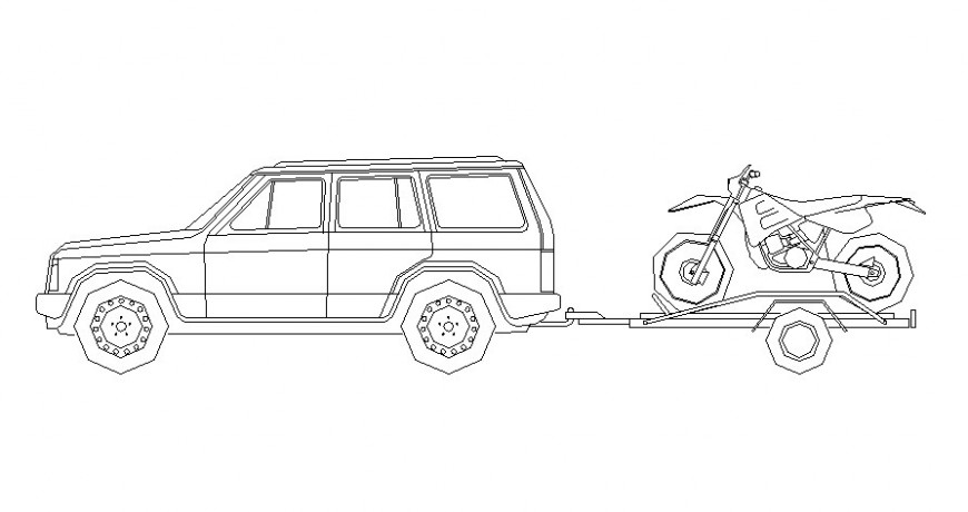 Drawing of towing vehicle drawing in autocad