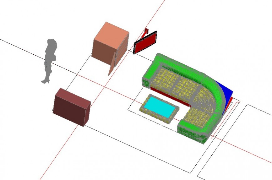 Drawing room different furniture blocks detail 3d model autocad file