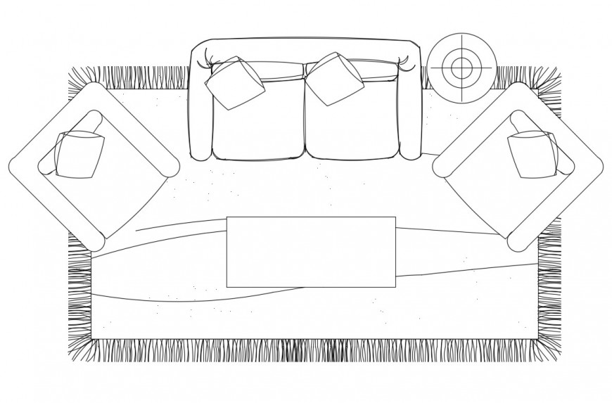 Drawing room furniture top view elevation cad block details dwg file