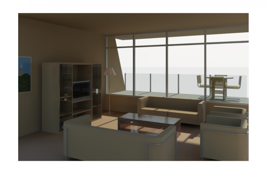 Drawing room of apartment house 3d model cad drawing details dwg file