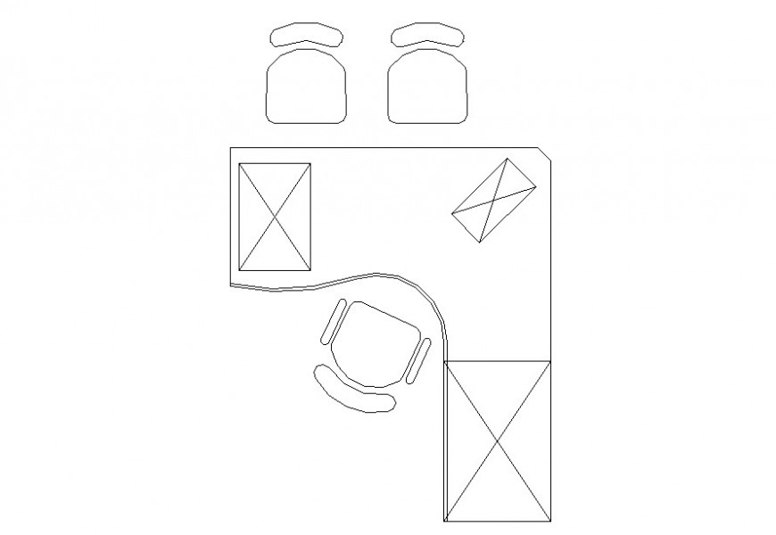 DWG file of corner table 2d model