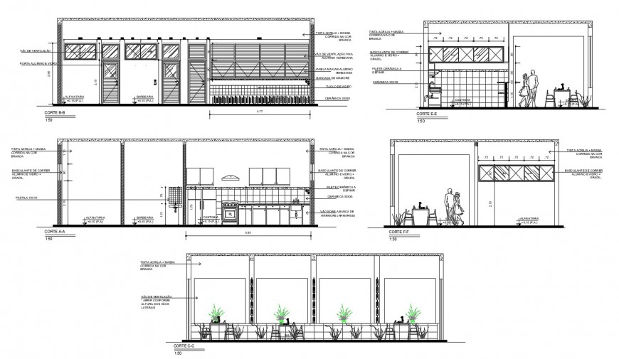 dwg restaurant kitchen dining 2d details