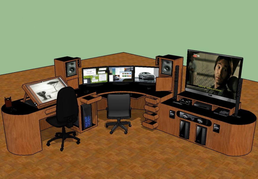 Dynamic 3d office furniture blocks cad drawing details skp file