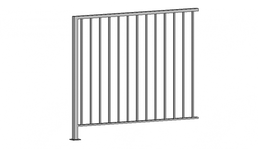 Dynamic gate railing 3d elevation cad drawing details dwg file