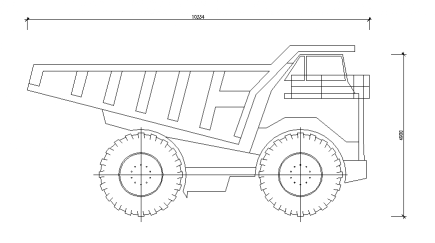 Dynamic membrane truck block side elevation cad drawing details dwg file