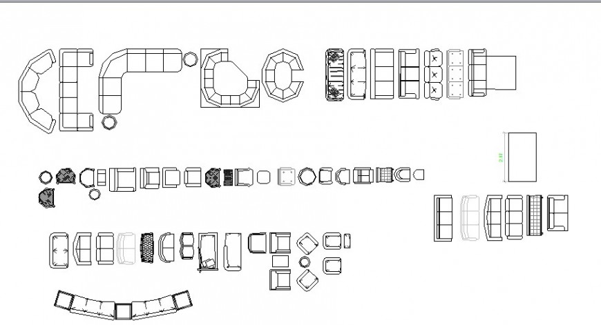 Dynamic sofa set blocks cad drawing details dwg file