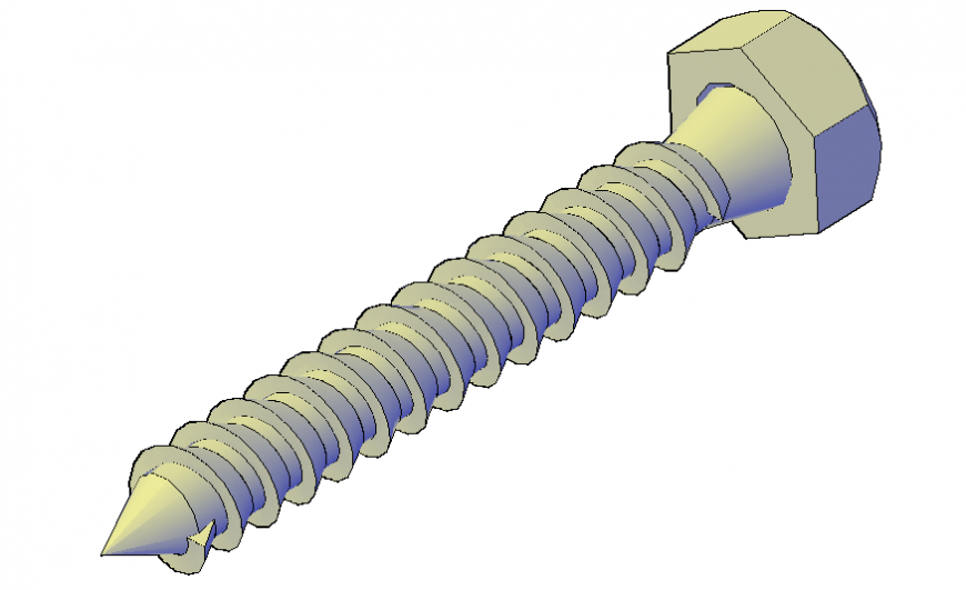 Dynamic tech screw block 3d drawing details dwg file