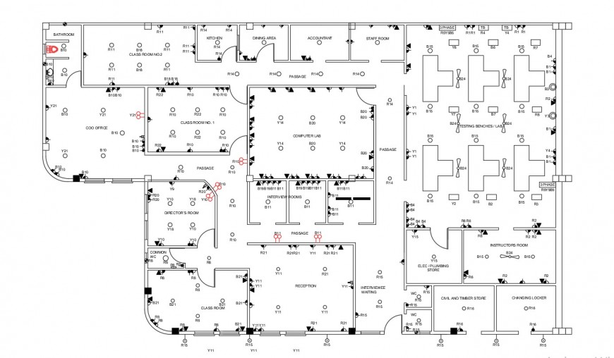 Electric circuits flow diagram 2d view dwg autocad file