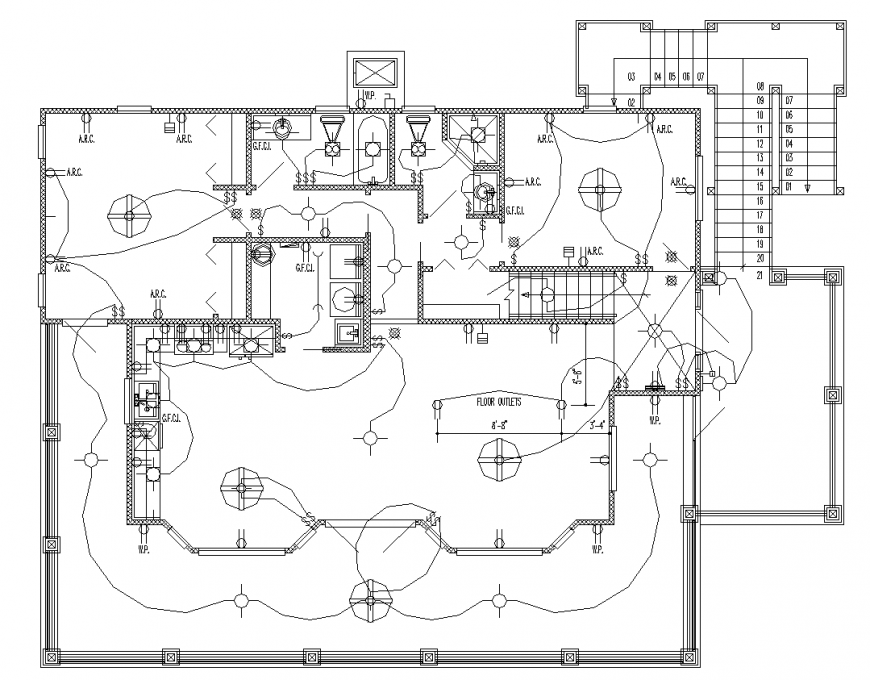 Electric drawing of the bungalow in dwg file.
