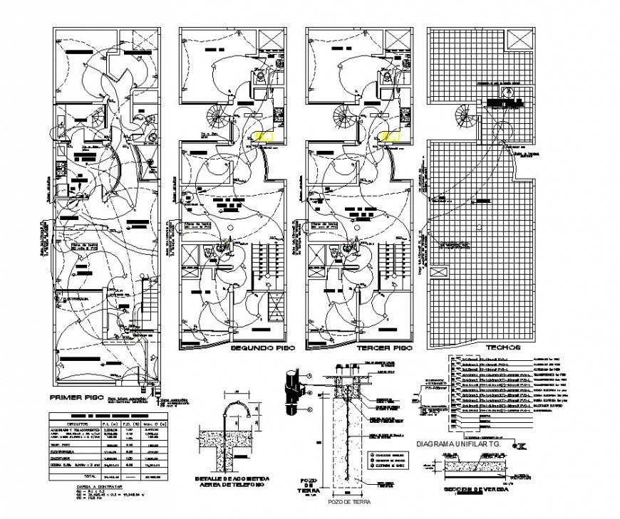 Electrical fitting of a building structure 2d view layout file in dwg format