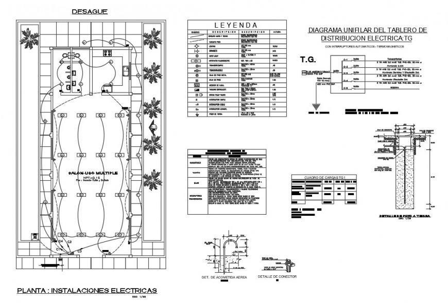 Electrical installation layout plan details of salon store project dwg file