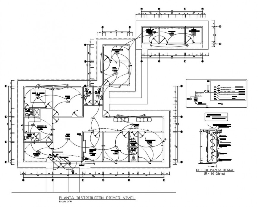 Electrical layout plan and installation details of health center dwg file