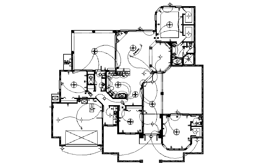 Electrical layout plan details of ground floor of house dwg file