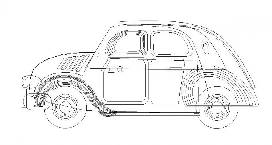 Elevation detail of car 2d view CAD vehicle block autocad file