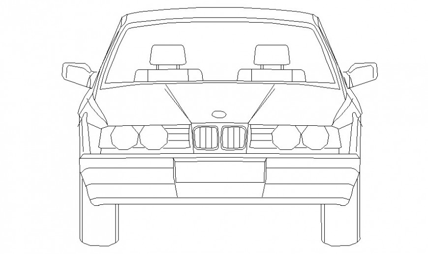 Elevation of transportation units car 2d view dwg file