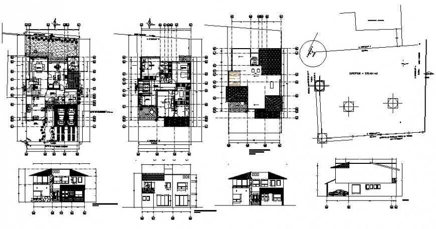 Elevation plan of apartment drawing in autocad