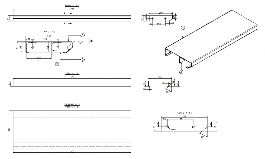 False ceiling aluminium structure cad drawing details dwg file