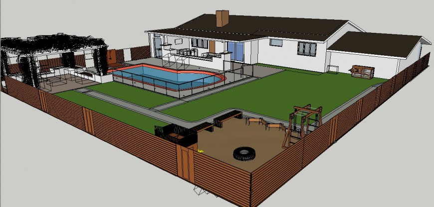 Farm house detail 3d model in skp Sketch Up file.