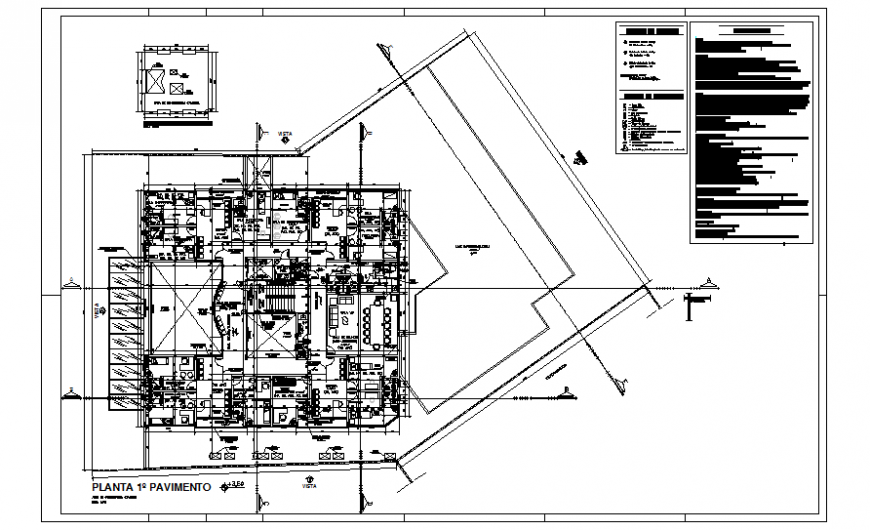 First floor layout plan details of multi-specialty hospital dwg file