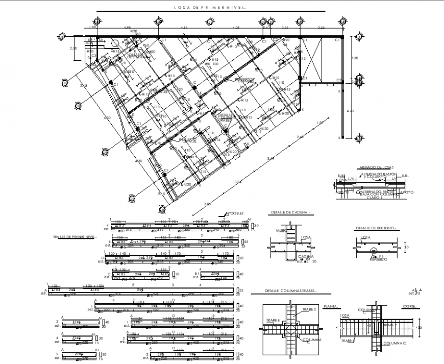 Flat slab detail plan dwg file.