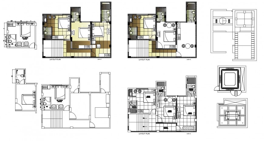 Floor distribution plan details of residential building cad drawing details dwg file