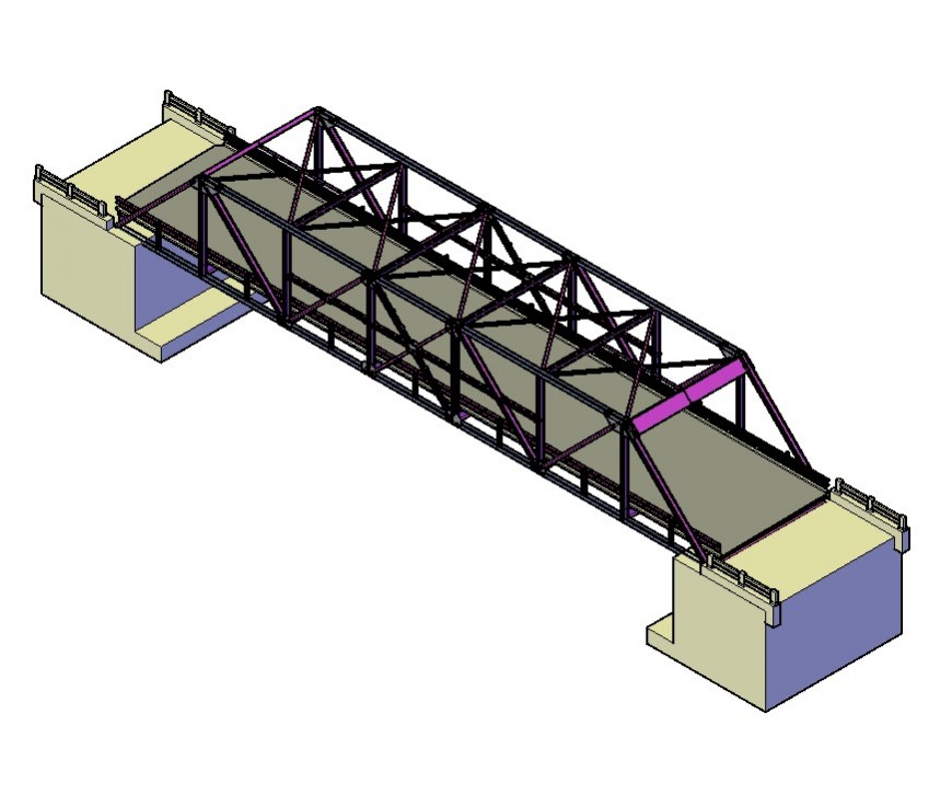 Foot-over bridge structure detail CAD constructive block layout file in autocad format