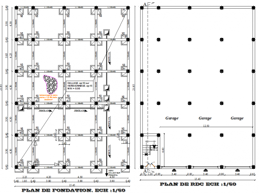 Foundation and column plan detail dwg file