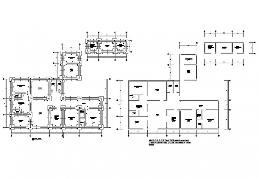 Foundation plan and distribution plan details of health center dwg file