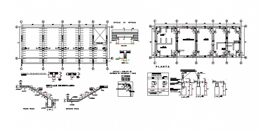 Foundation plan and staircase structure 2d view CAD construction block autocad file