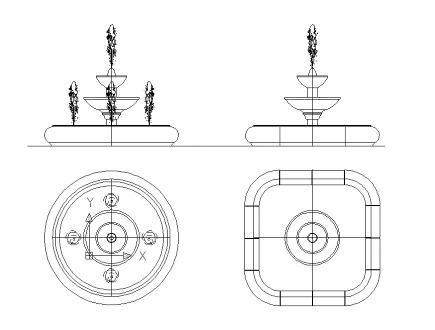 Fountain plan and elevation autocad file