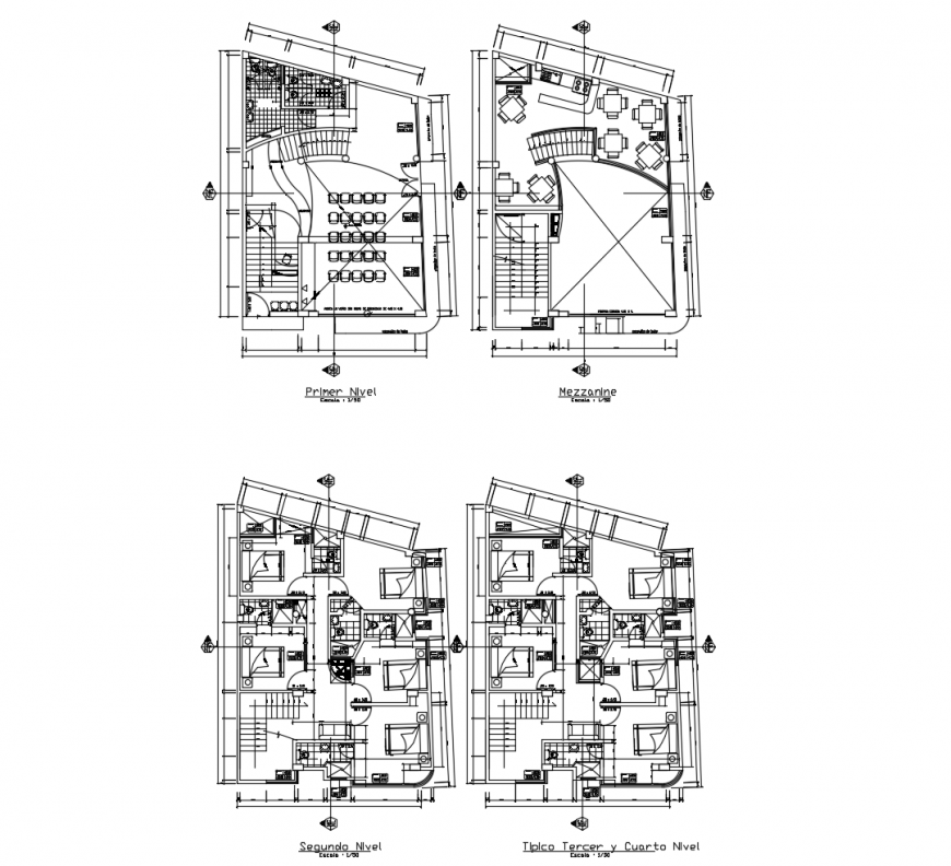 Furnished building units detail 2d view layout plan in autocad file
