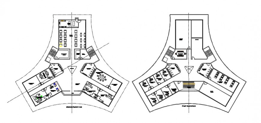 Furniture detail of a classroom and school dwg file