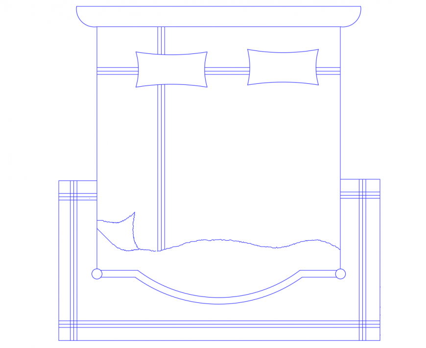 Furniture units of double bed 2d view autocad file