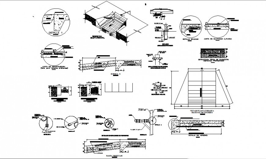 Garden exterior stairs detail drawing in AutoCAD file.