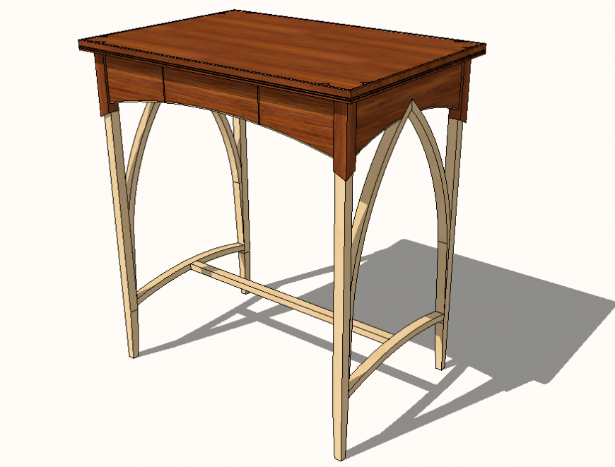 Gothic cathedral wooden desk table 3d design cad drawing details dwg file