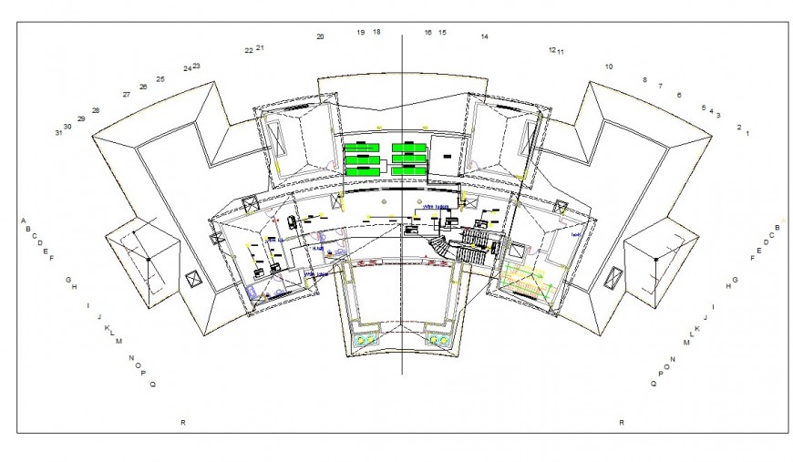 Government building roof detail drawing in dwg AutoCAD file.