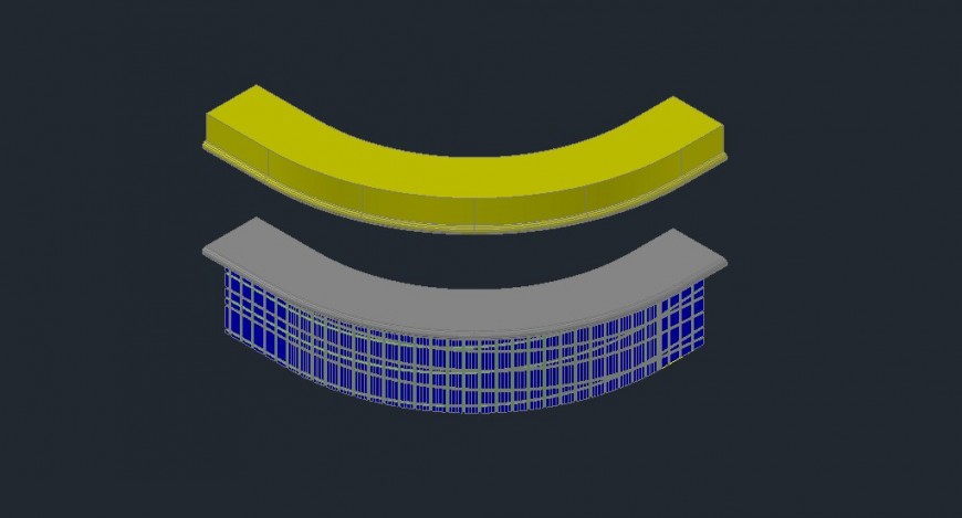 Half circular bar counter table 3d model cad drawing details dwg file