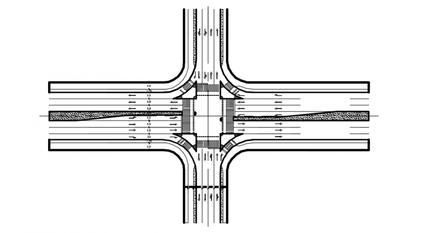 Highway crossroads top view plan