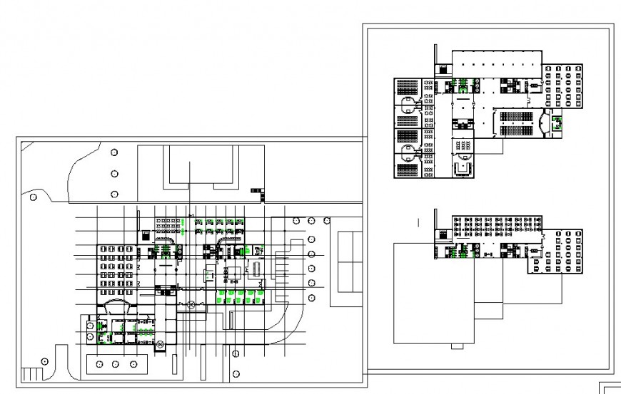 Hotel building with furniture detail plan 2d view CAD construction block autocad file