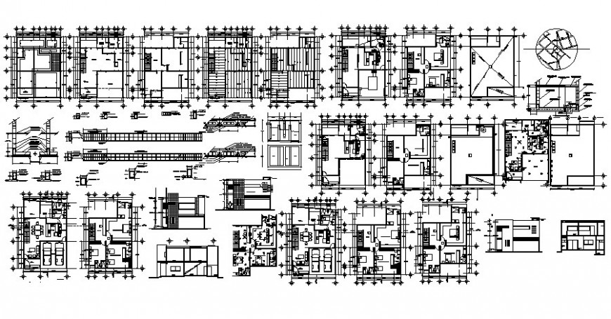 House apartment details work plan 2d view drawing in autocad