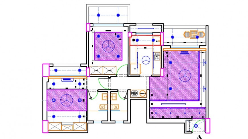 House ceiling plan layout top view detail dwg file